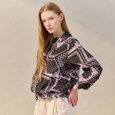 Paisley Pleats Round Neck Blouse Zf04qb600nh