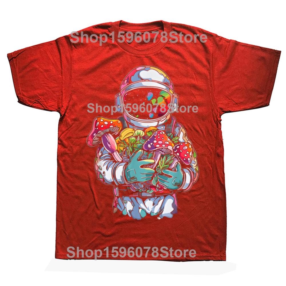 EDM DJ Festival Astronaut Art Mushroom Psychedelic Rave T Shirts Men Humor Streetwear Tee Short Sleeve Unisex Loose Clothing S