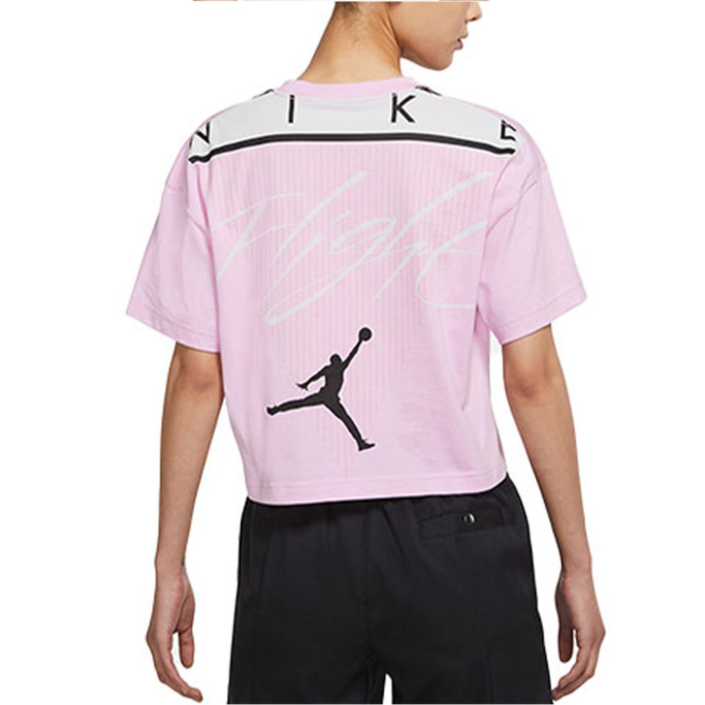 Jordan Essential Casual Sport Round Neck Short Sleeve T-Shirt Women Tops Pink DC2154-676