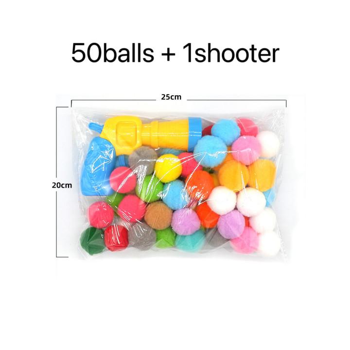 Cat Toy Ball Interactive Launch Training Toy For Pet Puppy Dog Kitten Creative Mini Shooting Gun Games Stretch Plush Ball Toys