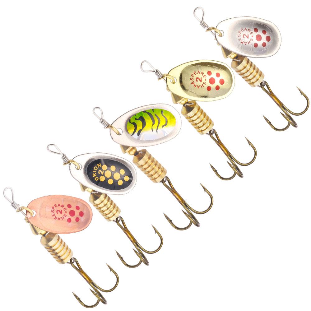 5PCS/6.7CM-5.8G Spoon Fishing Spinner Bait Rotating Metal Treble Hook Trout Fishing Spoon Lures Tackle