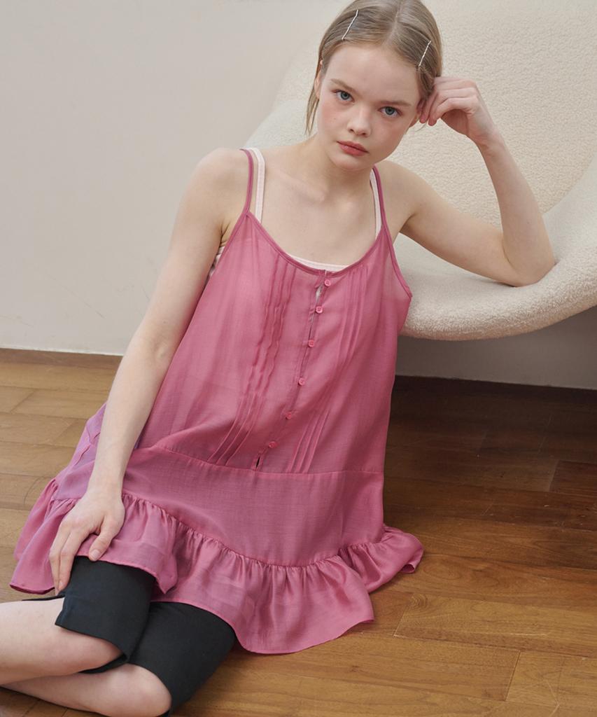 Opening Sunshine Pintuck Sleeveless Chiffon Mini Dress Rose Pink