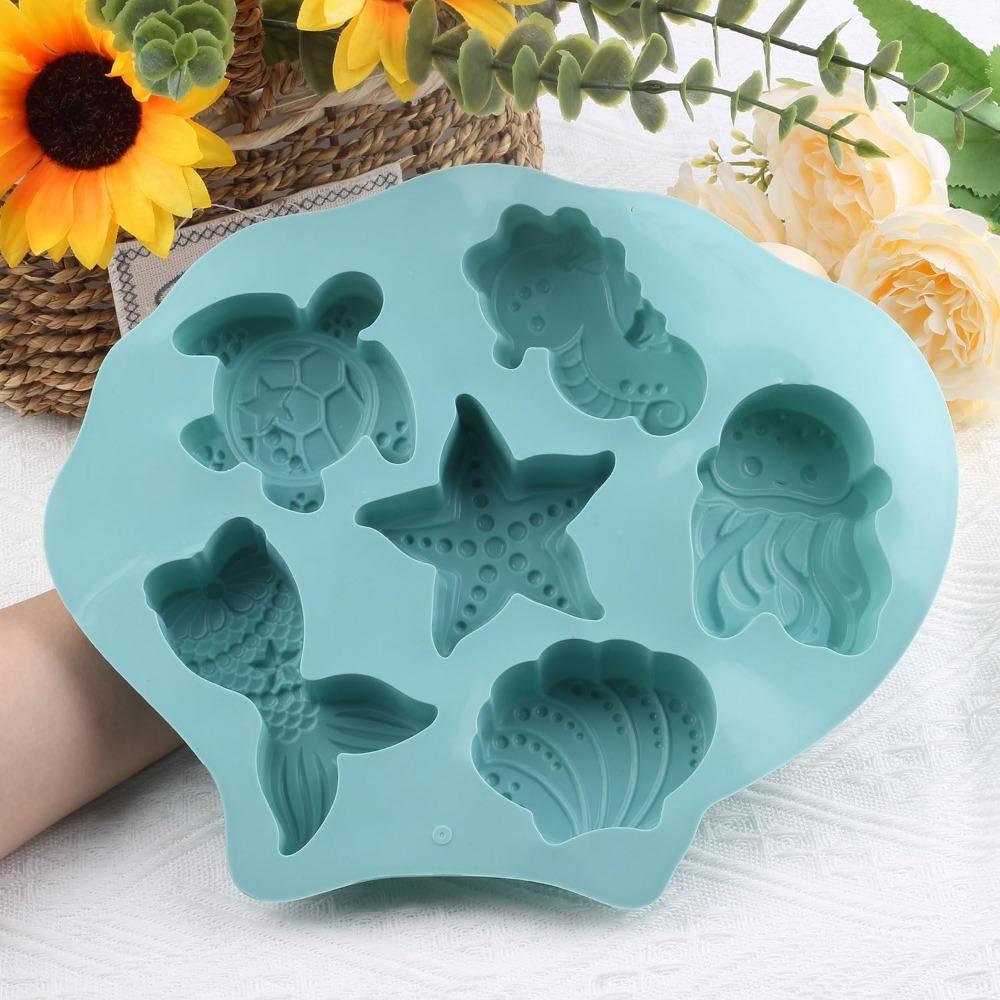 2 Piece Heat Resistant Ocean Theme Baking Mold Easy To Release Ice Cube Trays Cake Decorating