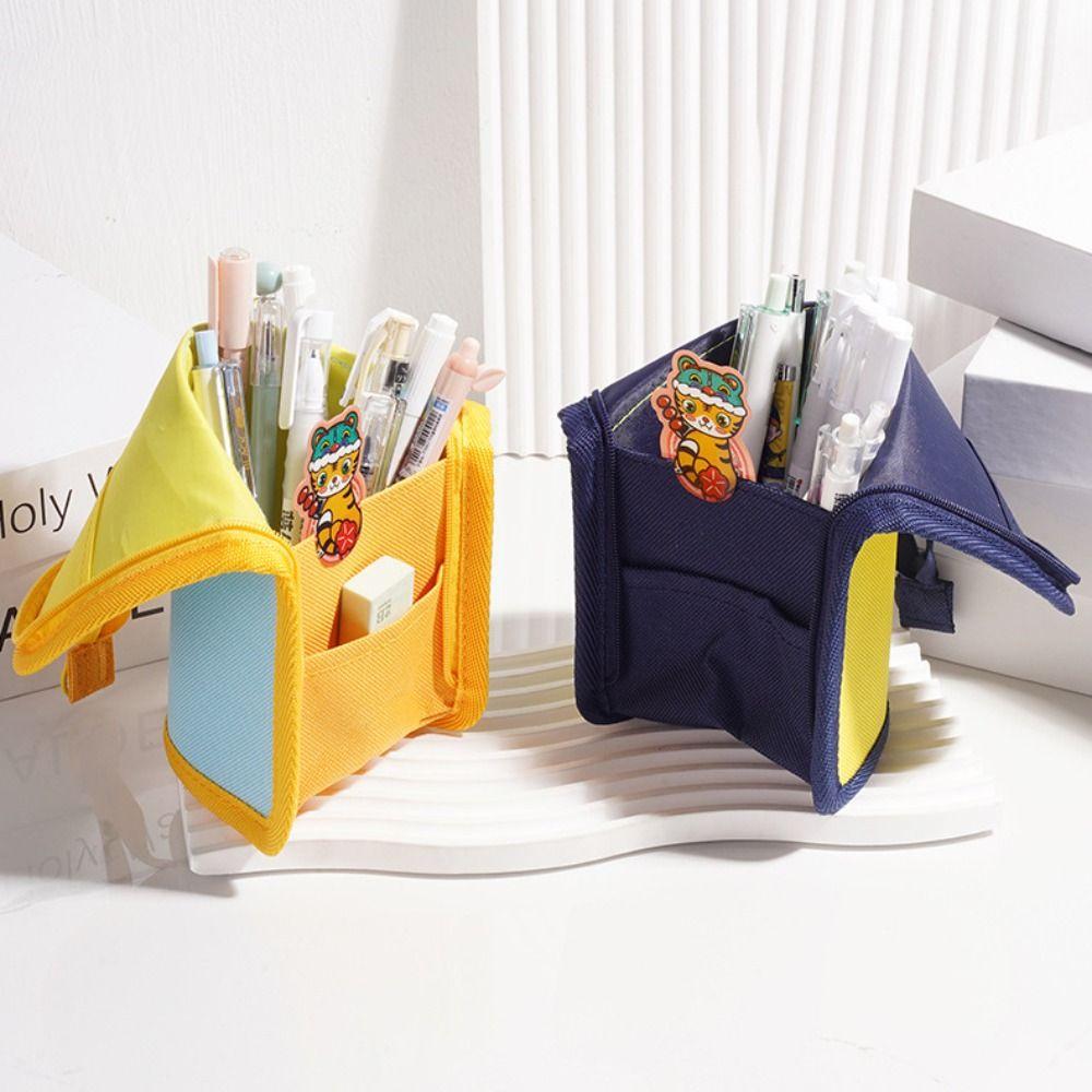 

Creative Stationery Bag Folding Storage Bag Pen Pouch Pencil Case Desktop Organizer темно-синього кольору