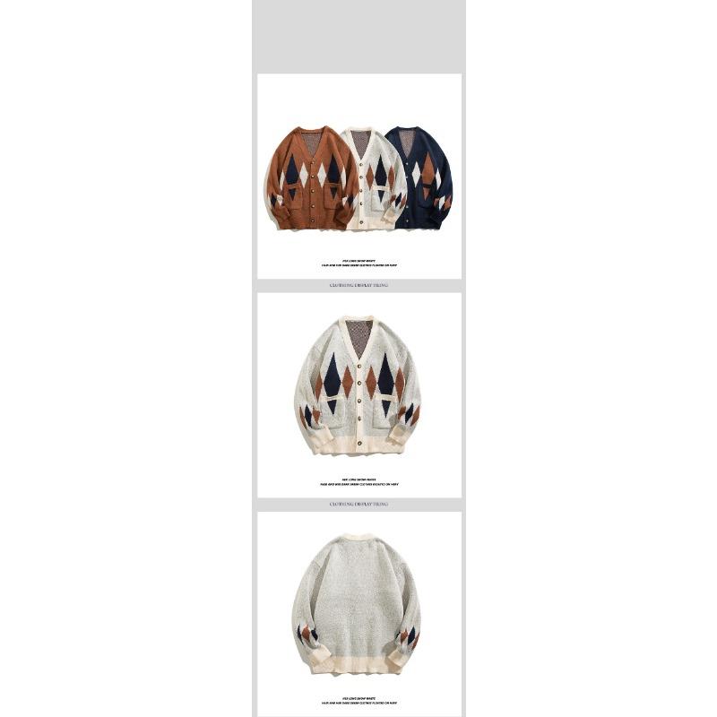 Men S V Neck Loose Vintage Thick Knit Cardigan Sweater