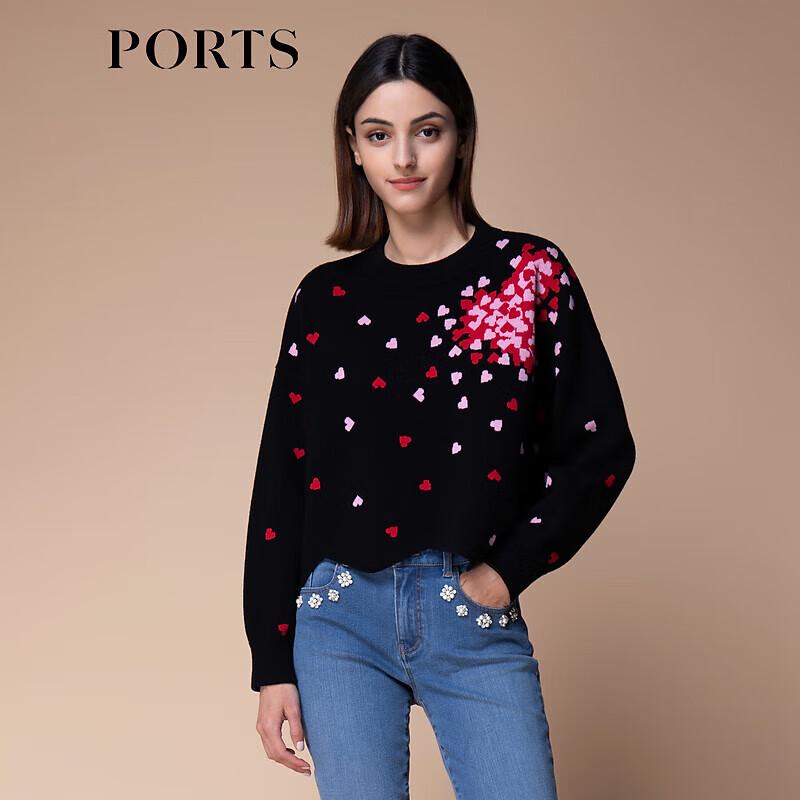 PORTS Women's Striped Knit Wool Cashmere Pullover