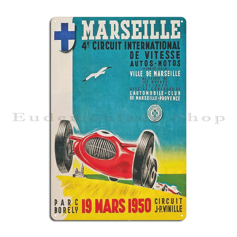 

Marseille Circuit International Car Race Vintage Poster Metal Signs Party Plates Cave Character Design Pub Tin Sign Poster 20x30cm（7.8x11.8inch）