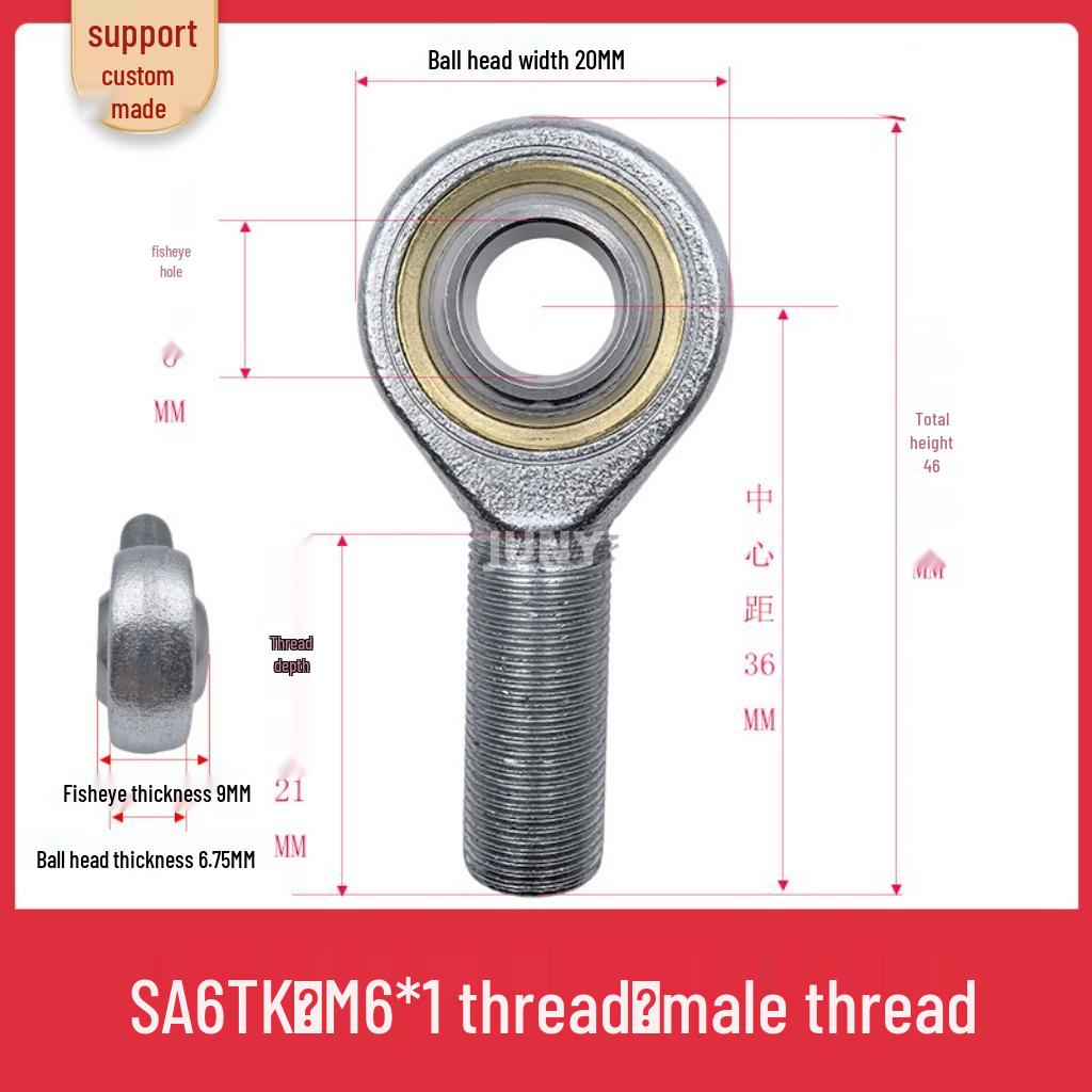 Spherical Plain Bearings: Universal Joint Ball Joint Rod End, Internal SI, External SA, Sizes 5-40