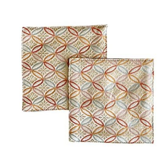 Mashuuru Coaster Kinran 2-Piece Set Nishijin Weave Japanese Pattern Made Shippou Beige