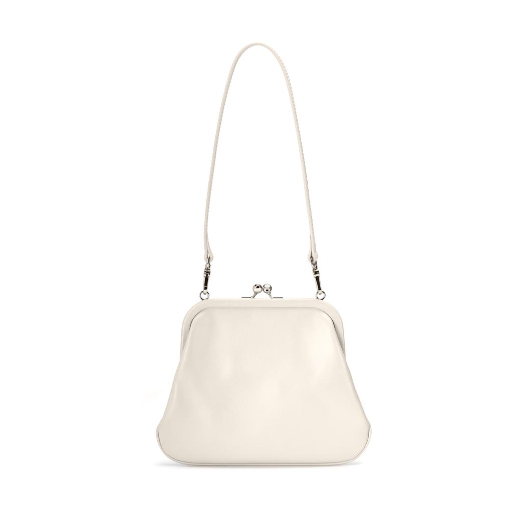 Vivienne Westwood West Queen Relief Logo Leather Underarm Crossbody Shoulder Bag Women bags Cream 4101005MWL002WA408