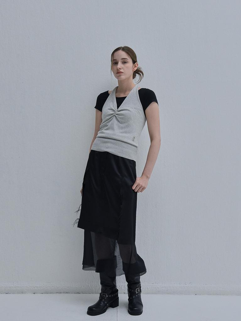 Iteoneollain X-Ray Satin Skirt _Black