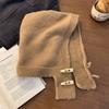 Korean Dongdaemen New Twinkle Horn Buckle Balaclava Women's Winter All-Match Scarf Knitted Hat Ear Protection