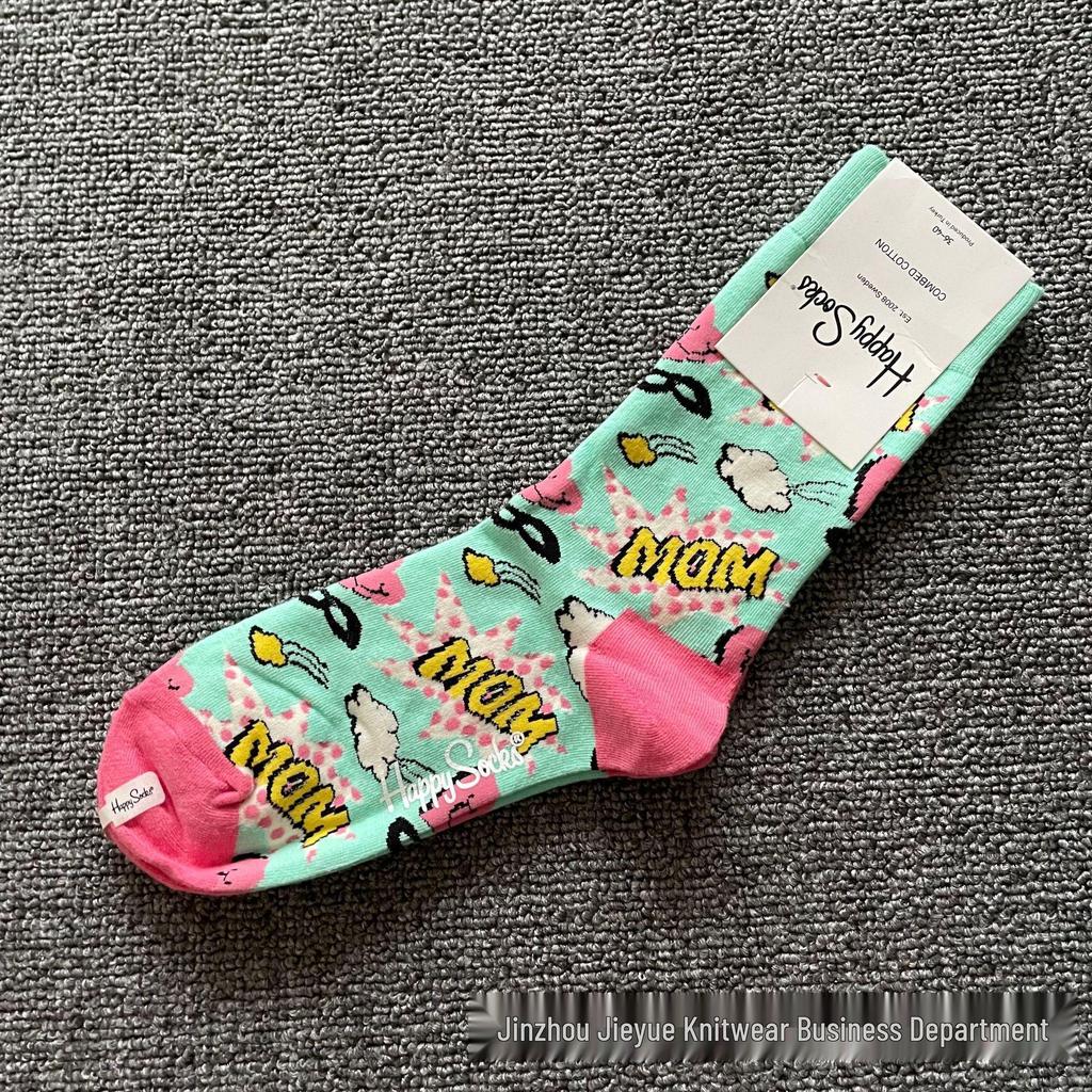 Trendy Swedish Mid-Calf Happy Socks: Women's & Couples' Leg-Shaping Spring/Autumn Style