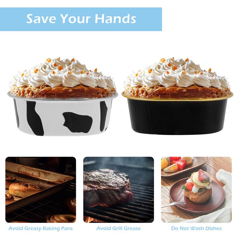100Pcs 68Ml Aluminum Foil Oval Non-Stick Baking Cups Cake Containers With Clear Lids Heat Resistant For Cakes