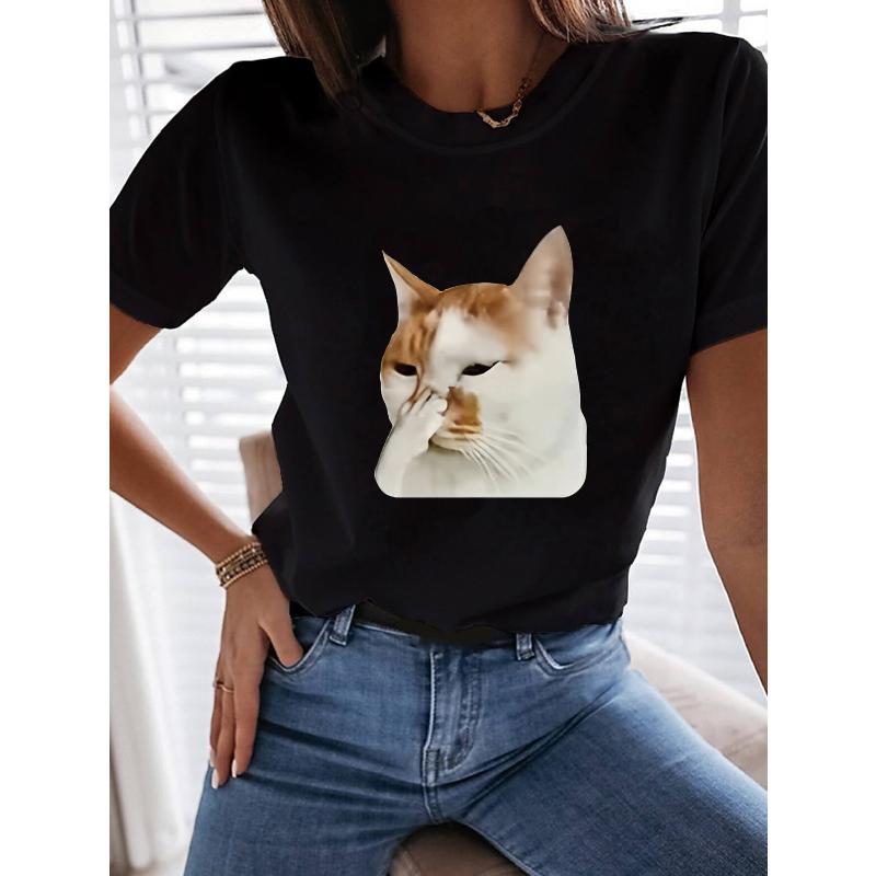 

Polyester Women s Short Sleeve Crew Neck Top Comfortable Lounge Wear XXL чорний