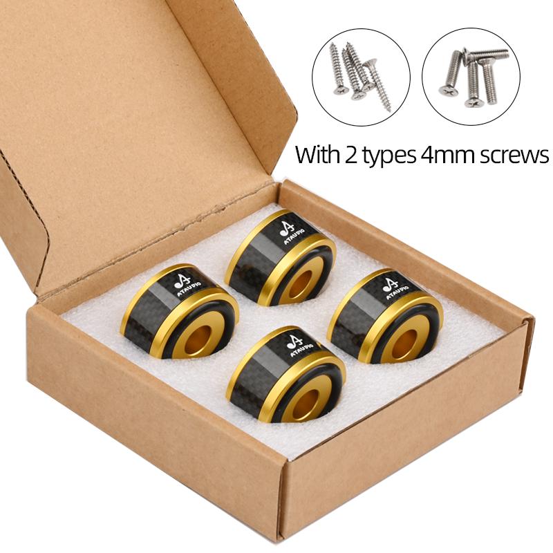 4PCS HiFi Carbon Fiber Speaker Shock Absorber Aluminum Alloy Speaker Spikes Stand Feet Pad for Speaker DAC Shock Absorbing