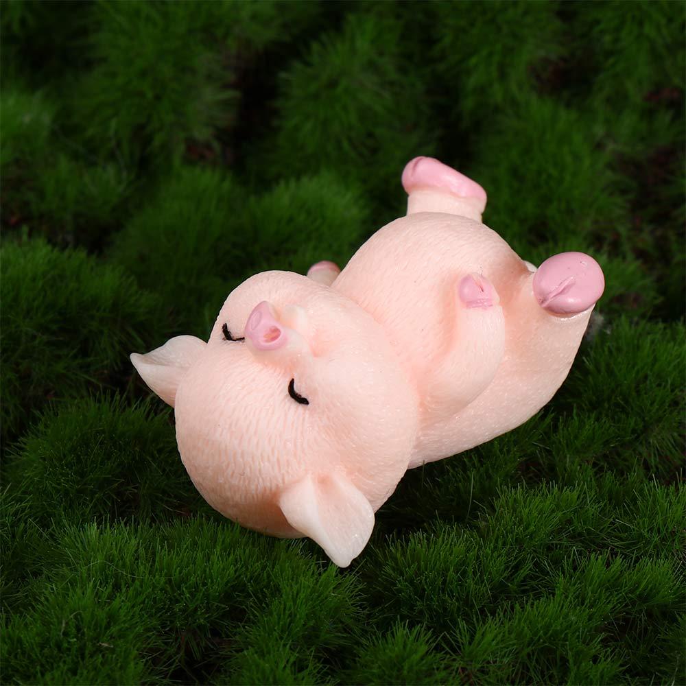 Pink Pig Home Ornament Toy Pig Miniature Resin Craft Micro Landscape Decoration Dollhouse Accessory