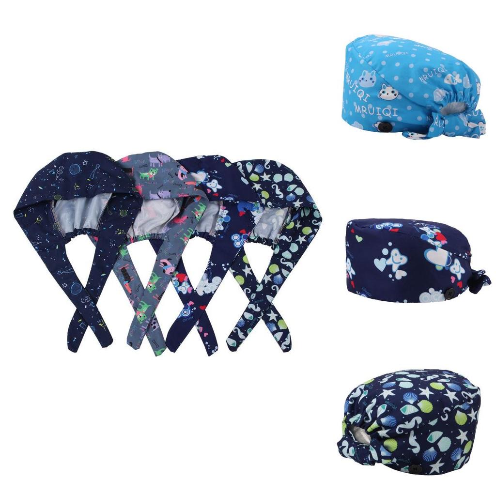 Comodo cappellino chirurgico in cotone con fascia assorbi-sudore e vestibilità regolabile