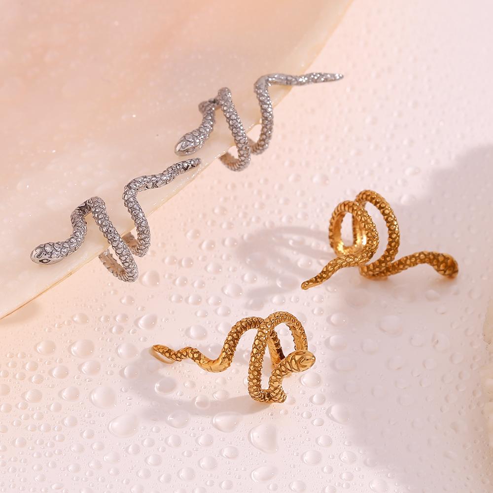 MamacitaSlay Unique Mesh Serpentine Ear Clip Gold Silver Color Trendy Women's Earrings 316L Stainless Steel Waterproof Jewelry