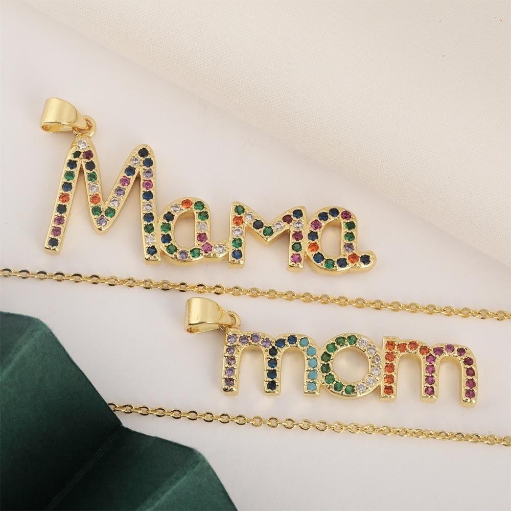 Jewelry Zircon Letter Clavicle Chain Stainless Steel Gift for Mother's Day MOM Necklace  Mom Gift