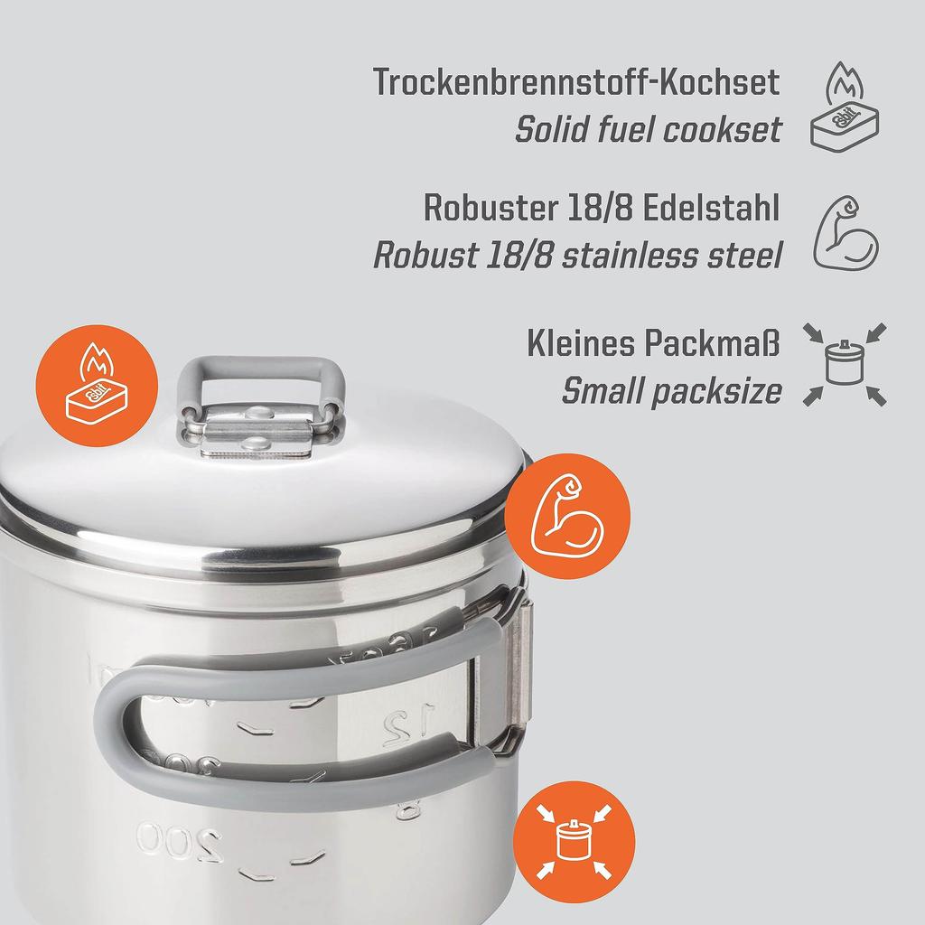 Esbit Outdoor Stainless Steel Cook Set 585ml ESCS585ST0