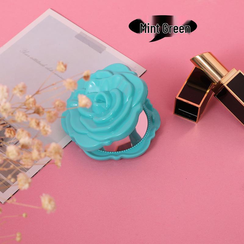 Portable Rose Flip-Top Double-Sided Compact Mirror - Small Gift for Girls