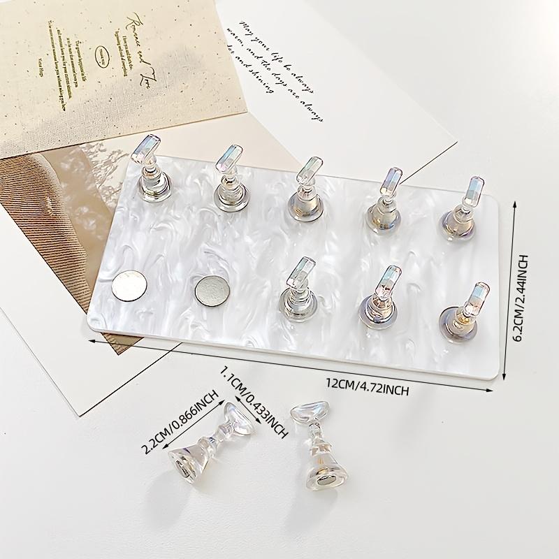 Double Row Solid Acrylic Nail Stand Base with 10-Piece Aurora Tip Holder Nail Art Display Manicure Tools and Accessories