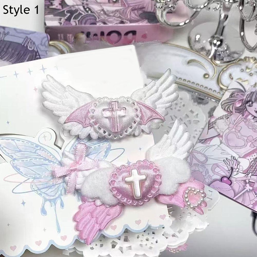 Gothic Heart Angel Wing Clips Y2K Harajuku Cosplay Headwear Bow Hairclip Angel Wings Lolita Jewelry Clothes Bags Fans Decoration