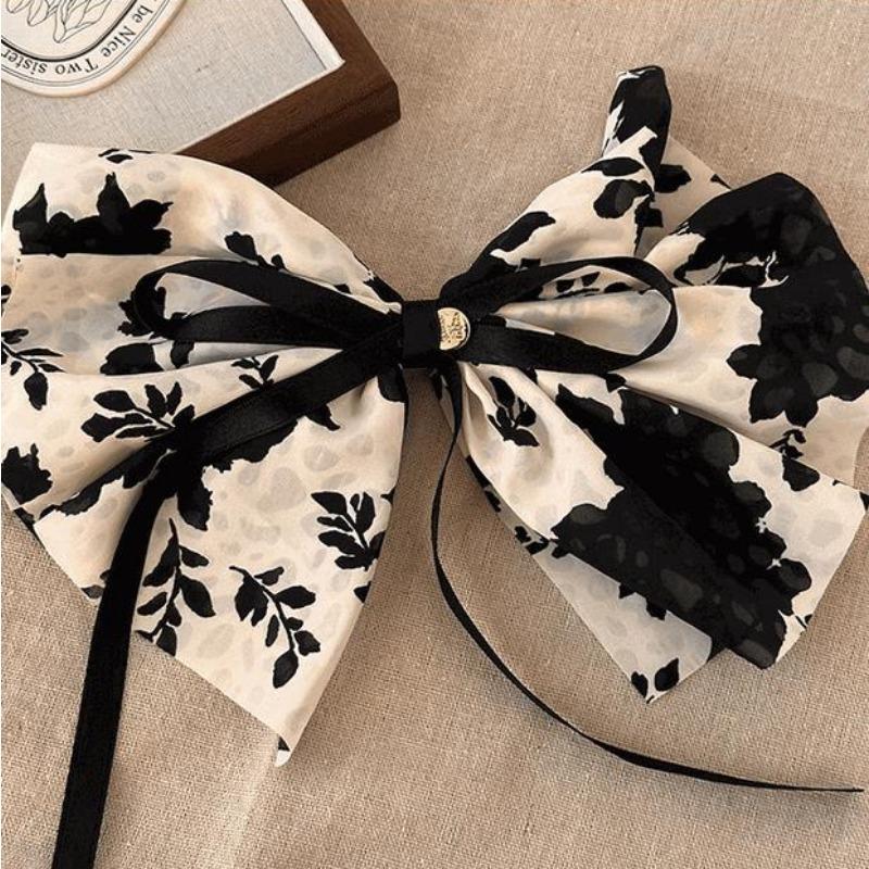 2PCS French Style Elegant Printing Bow Ribbon Scrunchies Hair Accessories 2025 Retro Flower Hair Tie Female Hair Band Headwear