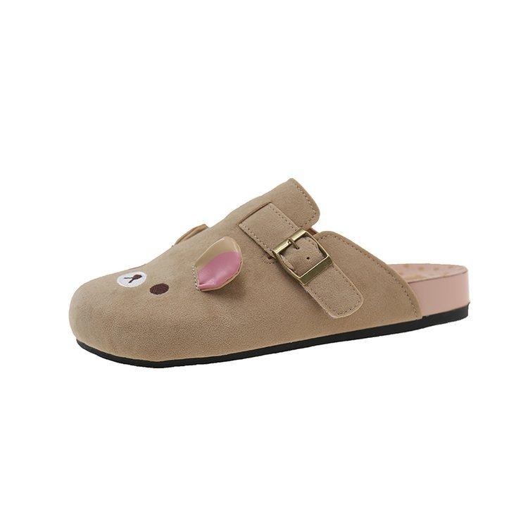 

Модная обувь знаменитостей из Интернета, новый фаворит индустрии моды, замшевые туфли Baotou на низком каблуке (менее 3 см) резиновое плоское дно 35 абрикосовый