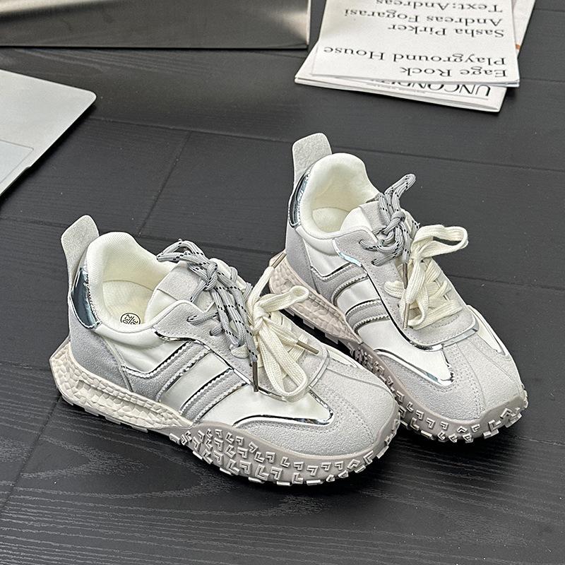 

9 inner height-increasing platform shoes spring and summer new dad shoes fashionable mango sole casual jogging shoes light luxury 40 серебряный серый