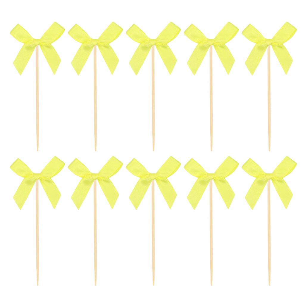 10pcs Creative Bowknot Cupcake Toppers For Birthday And Bridal Shower Romance Themed Party Cake Decorations