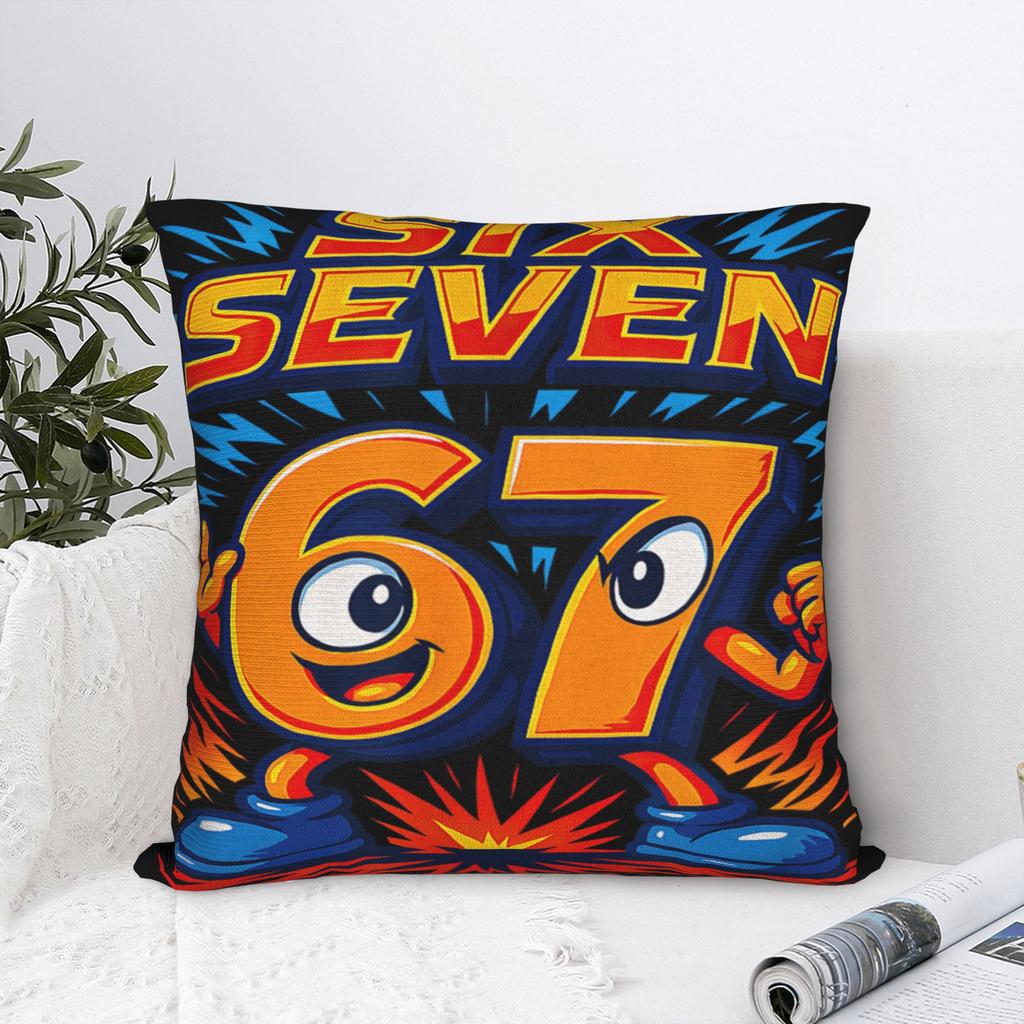 Funny 67 Six Seven Italian Brainrot 6 7 Meme Pillow Case  Design Pillow Cover Retro Trendy Pillowcases For Living Room Sofa