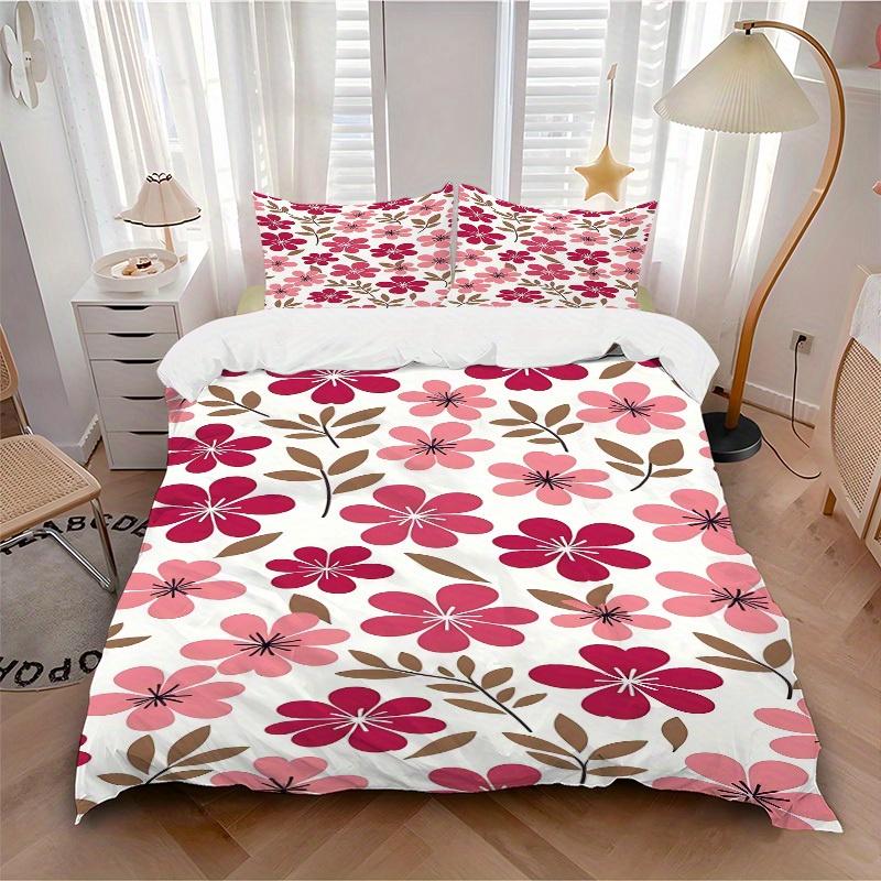 

3pcs Floral Pattern Soft and Comfortable Breathability, Bedding Set, Machine Washable, Suitable for All Seasons103 135x200cm