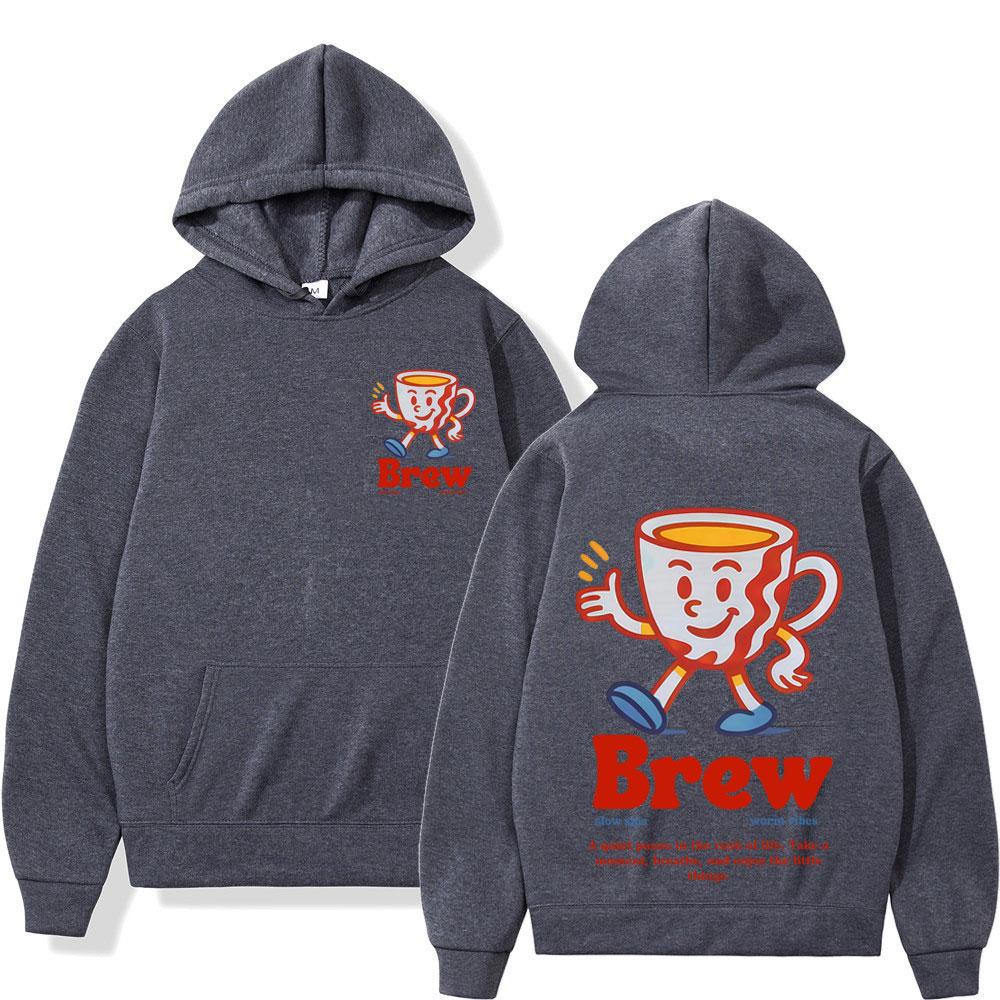 Brew Coffee Lover Fashion Graphics Hoodie Man Woman Vintage Pullover Long Sleeves Casual Oversized Sweatshirt