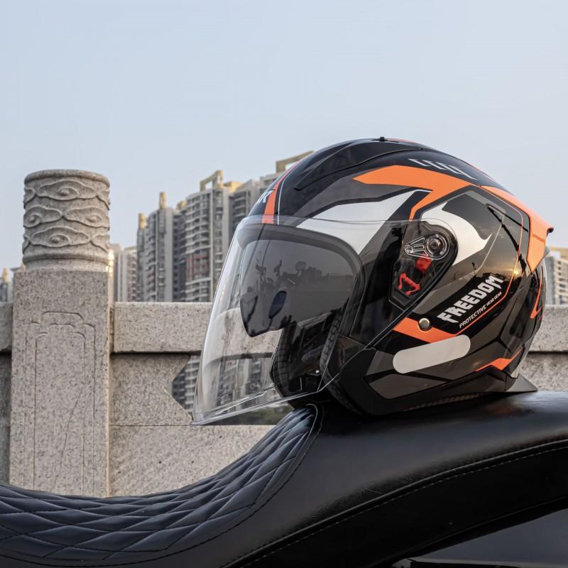 Motorcycle Helmets Half-helmets Men Women Built-in Double Lenses Covered Motorcycles Three-quarters Riding Electric Vehicles
