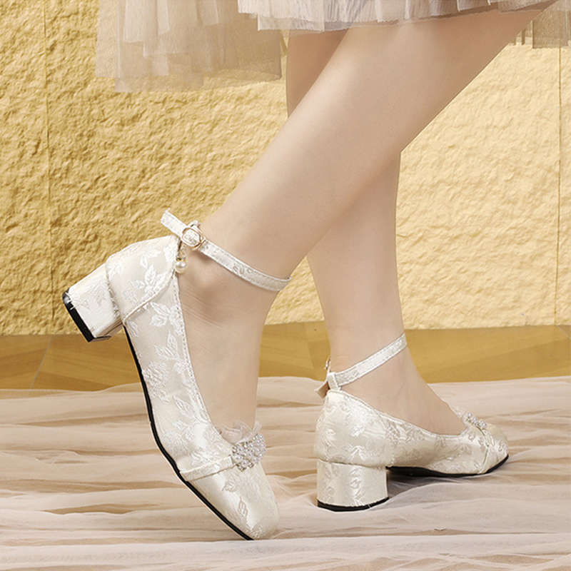 National style Chinese hanfu shoes women's thick heel horse dress shoes fairy fairy cheongsam high heels female princess thick heel single shoes