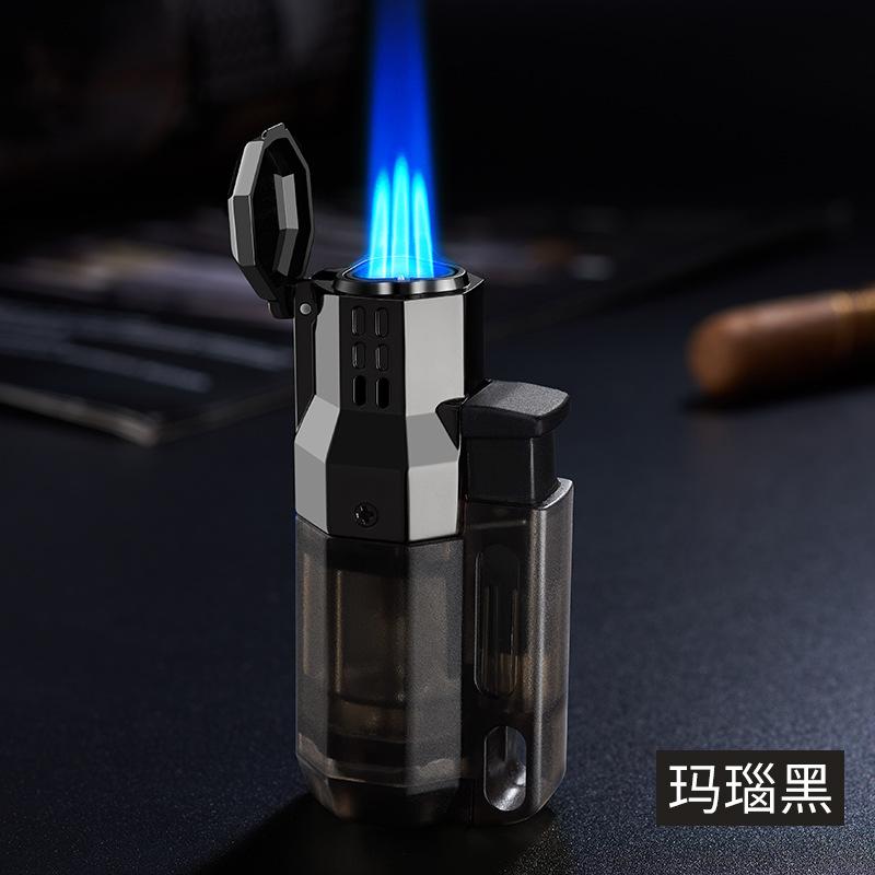 New Three Hole Straight Forward Windproof Lighter Outdoor Portable Cigarette Lighter Men's Cigarette Accessories Gift