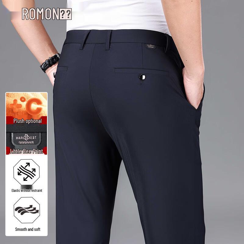 ROMON Men s Autumn/Winter Embroidered Casual Dress Pants 36