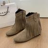 Retro fringed short boots for women~ Winter 2025 new versatile willow nail short boots fashionable British western boots