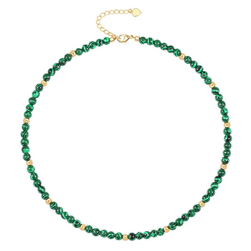 5mm Blue Turquoise Beads Necklace For Women Semi Precious Stone Charm Choker Neck Power  Summer