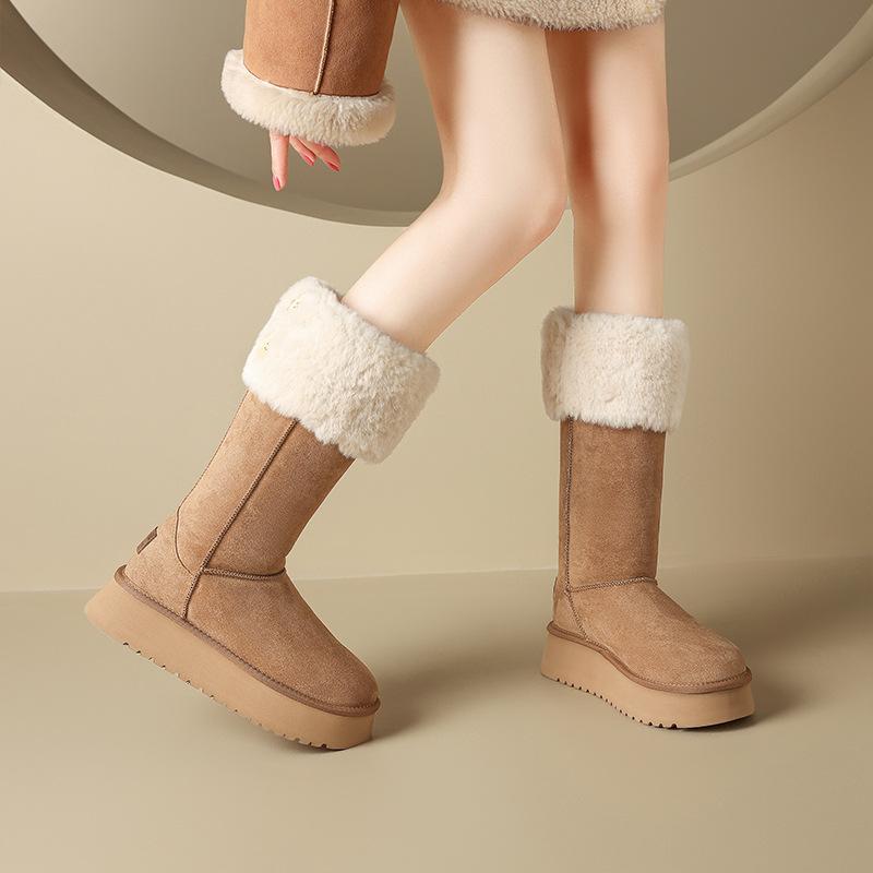 Augustine long snow boots women's 2025 new winter piled thickened outdoor boots thick-soled fluffy cotton shoes