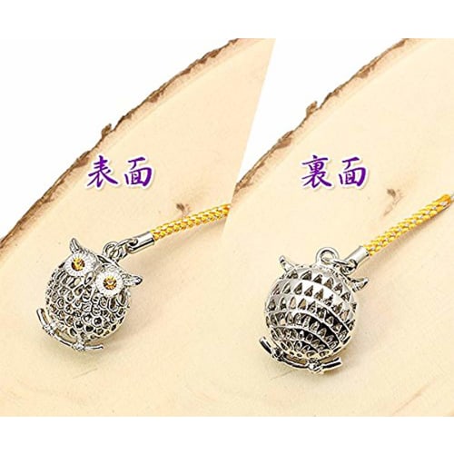 [Barzaz] Owl Netsuke (No Hardship) Lucky Charm, Amulet with Bell, Good Fortune, Wealth, Business Prosperity, Protection from Evil