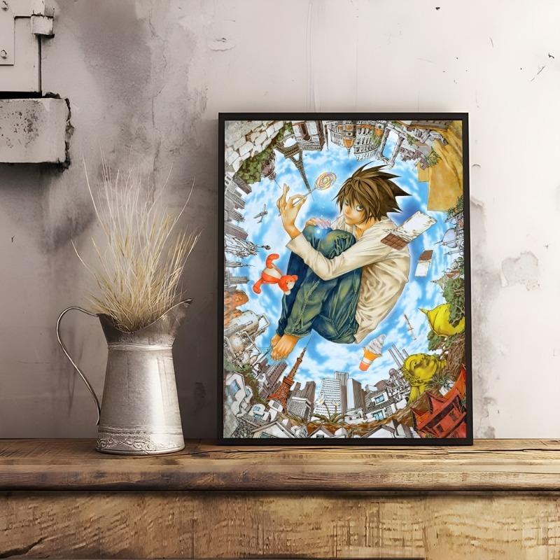 Anime D-Death N-Note DN L Poster Sticky Wall Art Printing Waterproof Home Living Bed Room Bar Hallway Aesthetic Decor