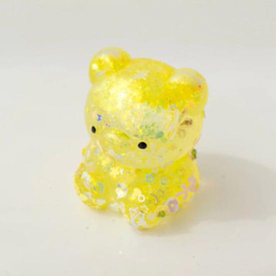 Mini Glitter Bear Squeeze Toy Stress Relief Clear Bear Stress Sugar Ball Sensory Toy Soft Slow Rising Decompression Fidget Toy