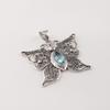 Natural Sky Blue Topaz Gemstone 925Sterling Silver Designer Pendant 1.5" For Mother's Day Gift CP-41-8