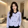 Temperament love sweater jacket women's 1011 autumn and winter new versatile loose imitation mink velvet knitted cardigan