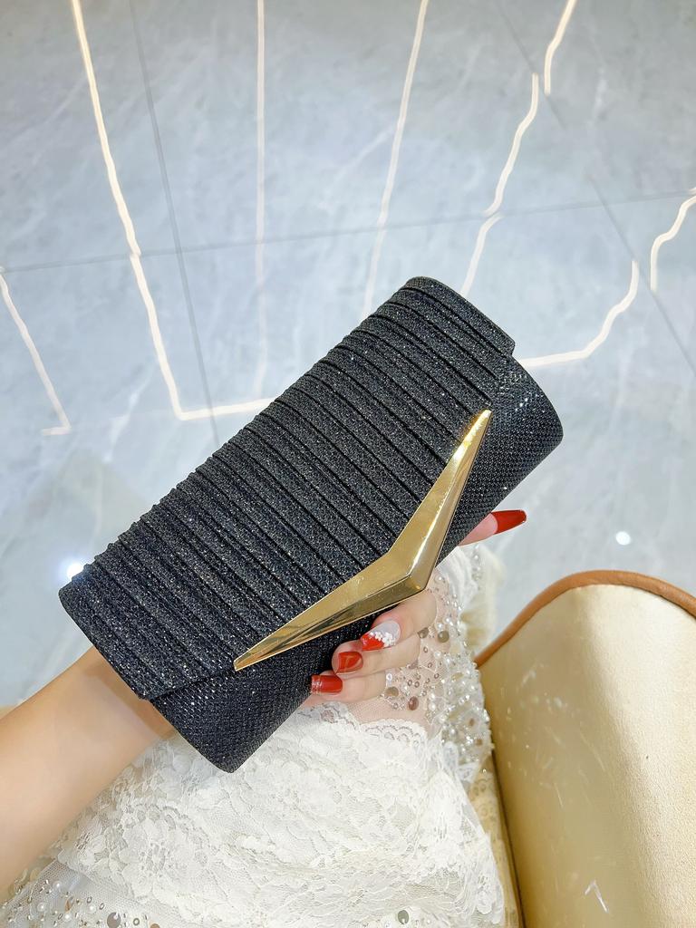 Nieuwe Dames Avondtas Geplooide Verstevigende Bruidstas Jurktas Ketting Clutch Tas Avondtas Banket Tas