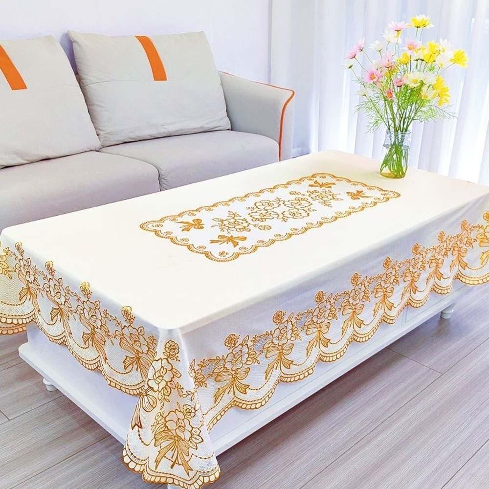 Smooth Table Cover Cloth Rectangular Desk Protection Cover Gold-embossed Tablecloth  Proposal Props