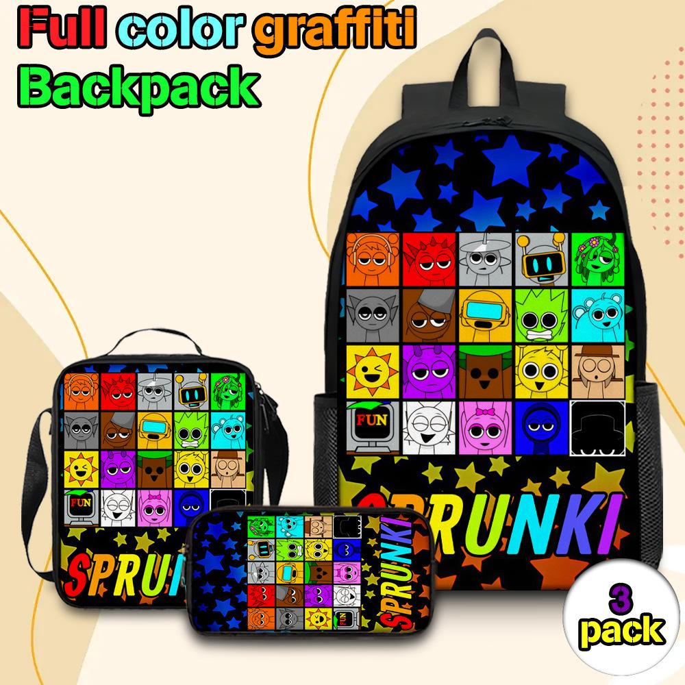 Sprunki Rhythm Box Backpack Primary School Third and Fourth Grades Lightweight Student School Bag L